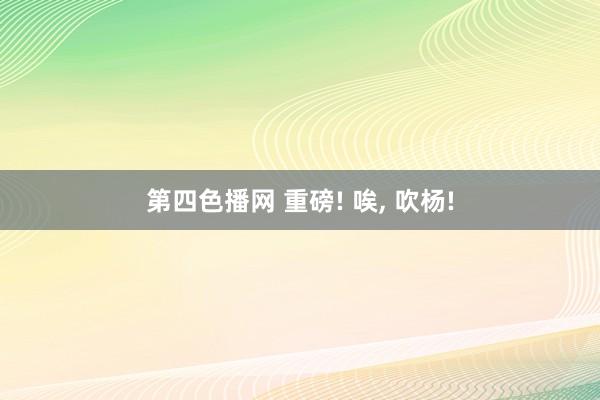 第四色播网 重磅! 唉， 吹杨!