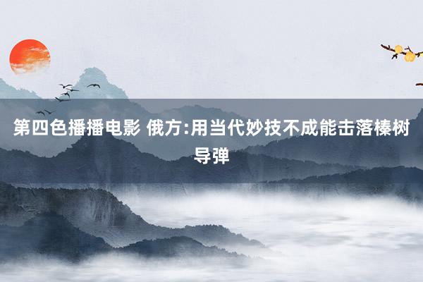 第四色播播电影 俄方:用当代妙技不成能击落榛树导弹