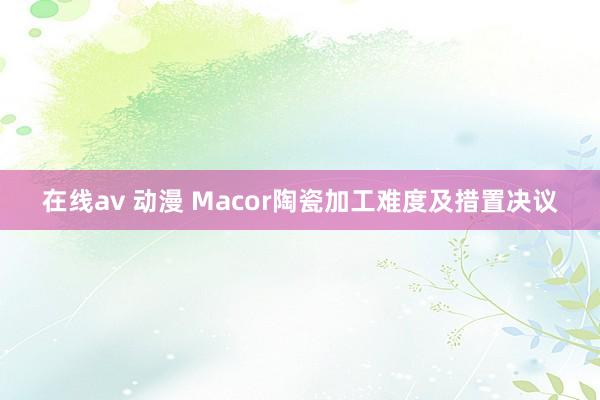 在线av 动漫 Macor陶瓷加工难度及措置决议
