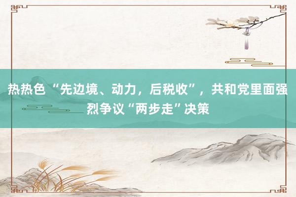 热热色 “先边境、动力，后税收”，共和党里面强烈争议“两步走”决策