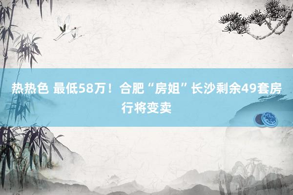 热热色 最低58万！合肥“房姐”长沙剩余49套房行将变卖