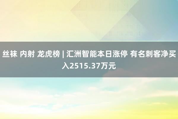 丝袜 内射 龙虎榜 | 汇洲智能本日涨停 有名刺客净买入2515.37万元