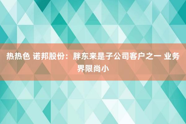 热热色 诺邦股份：胖东来是子公司客户之一 业务界限尚小