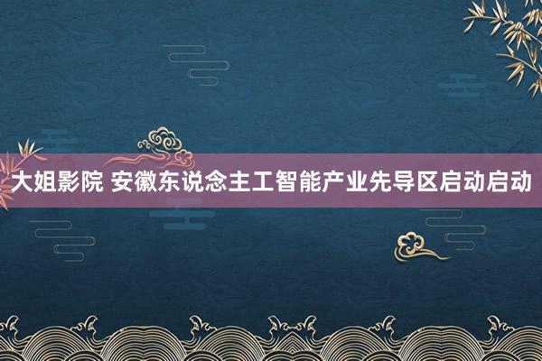 大姐影院 安徽东说念主工智能产业先导区启动启动