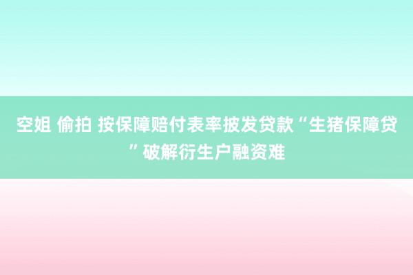空姐 偷拍 按保障赔付表率披发贷款“生猪保障贷”破解衍生户融资难