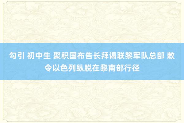勾引 初中生 聚积国布告长拜谒联黎军队总部 敕令以色列纵脱在黎南部行径