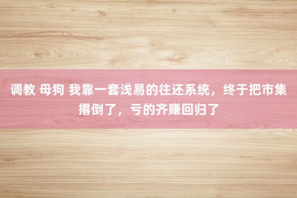 调教 母狗 我靠一套浅易的往还系统，终于把市集撂倒了，亏的齐赚回归了