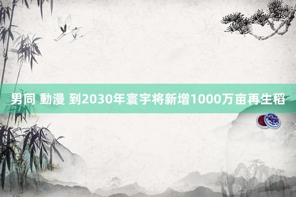 男同 動漫 到2030年寰宇将新增1000万亩再生稻