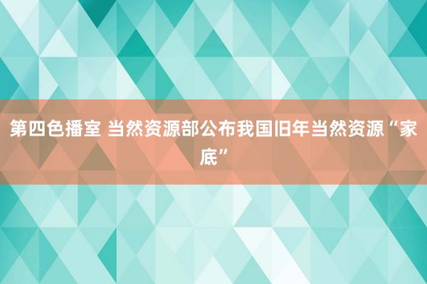 第四色播室 当然资源部公布我国旧年当然资源“家底”