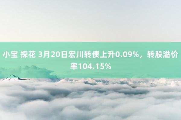 小宝 探花 3月20日宏川转债上升0.09%，转股溢价率104.15%