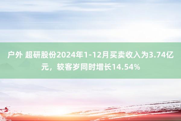 户外 超研股份2024年1-12月买卖收入为3.74亿元，较客岁同时增长14.54%