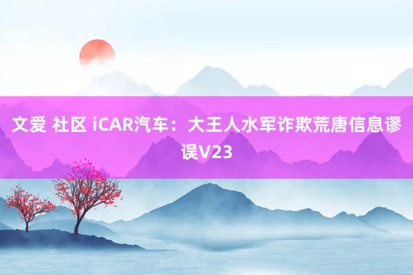 文爱 社区 iCAR汽车：大王人水军诈欺荒唐信息谬误V23