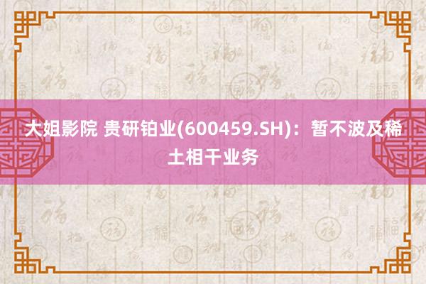 大姐影院 贵研铂业(600459.SH)：暂不波及稀土相干业务