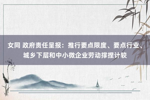 女同 政府责任呈报：推行要点限度、要点行业、城乡下层和中小微企业劳动撑捏计较