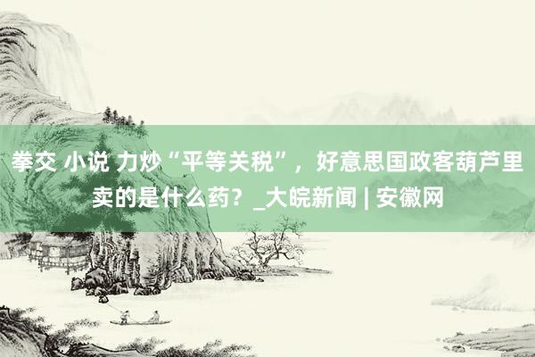 拳交 小说 力炒“平等关税”，好意思国政客葫芦里卖的是什么药？_大皖新闻 | 安徽网
