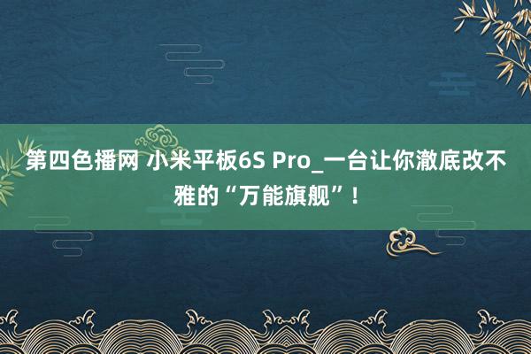 第四色播网 小米平板6S Pro_一台让你澈底改不雅的“万能旗舰”！