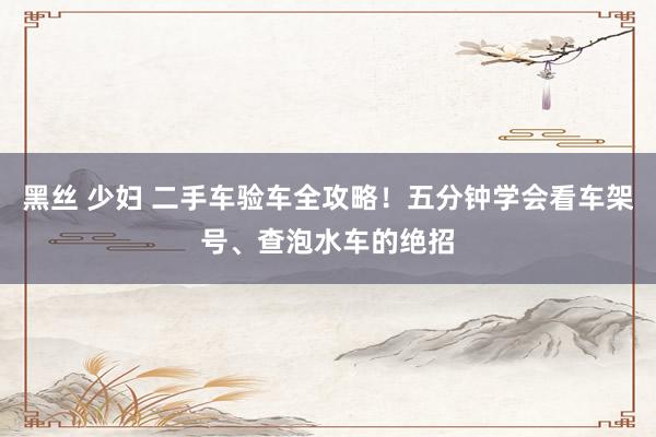 黑丝 少妇 二手车验车全攻略！五分钟学会看车架号、查泡水车的绝招
