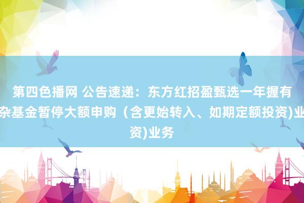 第四色播网 公告速递：东方红招盈甄选一年握有夹杂基金暂停大额申购（含更始转入、如期定额投资)业务