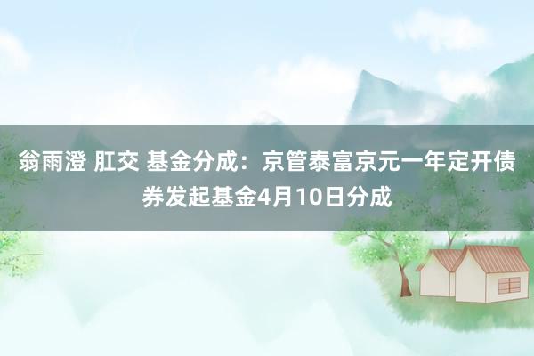 翁雨澄 肛交 基金分成：京管泰富京元一年定开债券发起基金4月10日分成