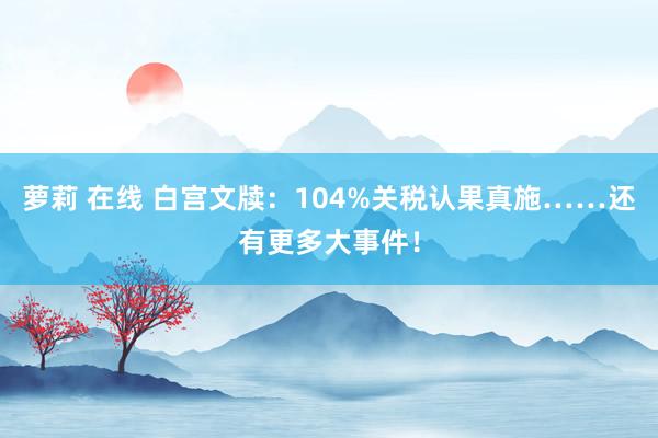 萝莉 在线 白宫文牍：104%关税认果真施……还有更多大事件！