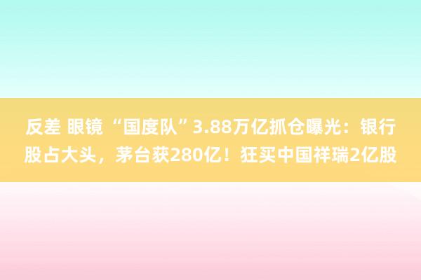 反差 眼镜 “国度队”3.88万亿抓仓曝光：银行股占大头，茅台获280亿！狂买中国祥瑞2亿股
