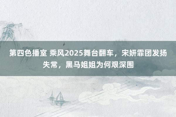 第四色播室 乘风2025舞台翻车，宋妍霏团发扬失常，黑马姐姐为何艰深围