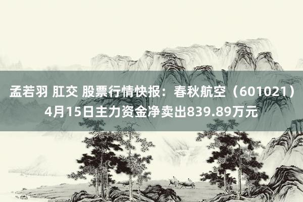 孟若羽 肛交 股票行情快报：春秋航空（601021）4月15日主力资金净卖出839.89万元