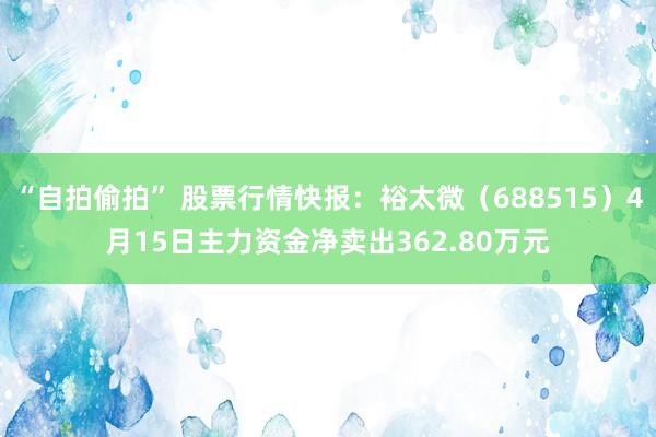 “自拍偷拍” 股票行情快报：裕太微（688515）4月15日主力资金净卖出362.80万元