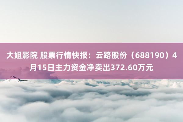 大姐影院 股票行情快报：云路股份（688190）4月15日主力资金净卖出372.60万元
