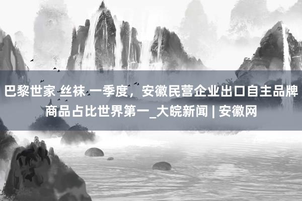 巴黎世家 丝袜 一季度，安徽民营企业出口自主品牌商品占比世界第一_大皖新闻 | 安徽网