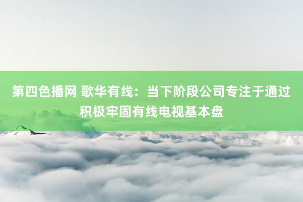 第四色播网 歌华有线：当下阶段公司专注于通过积极牢固有线电视基本盘